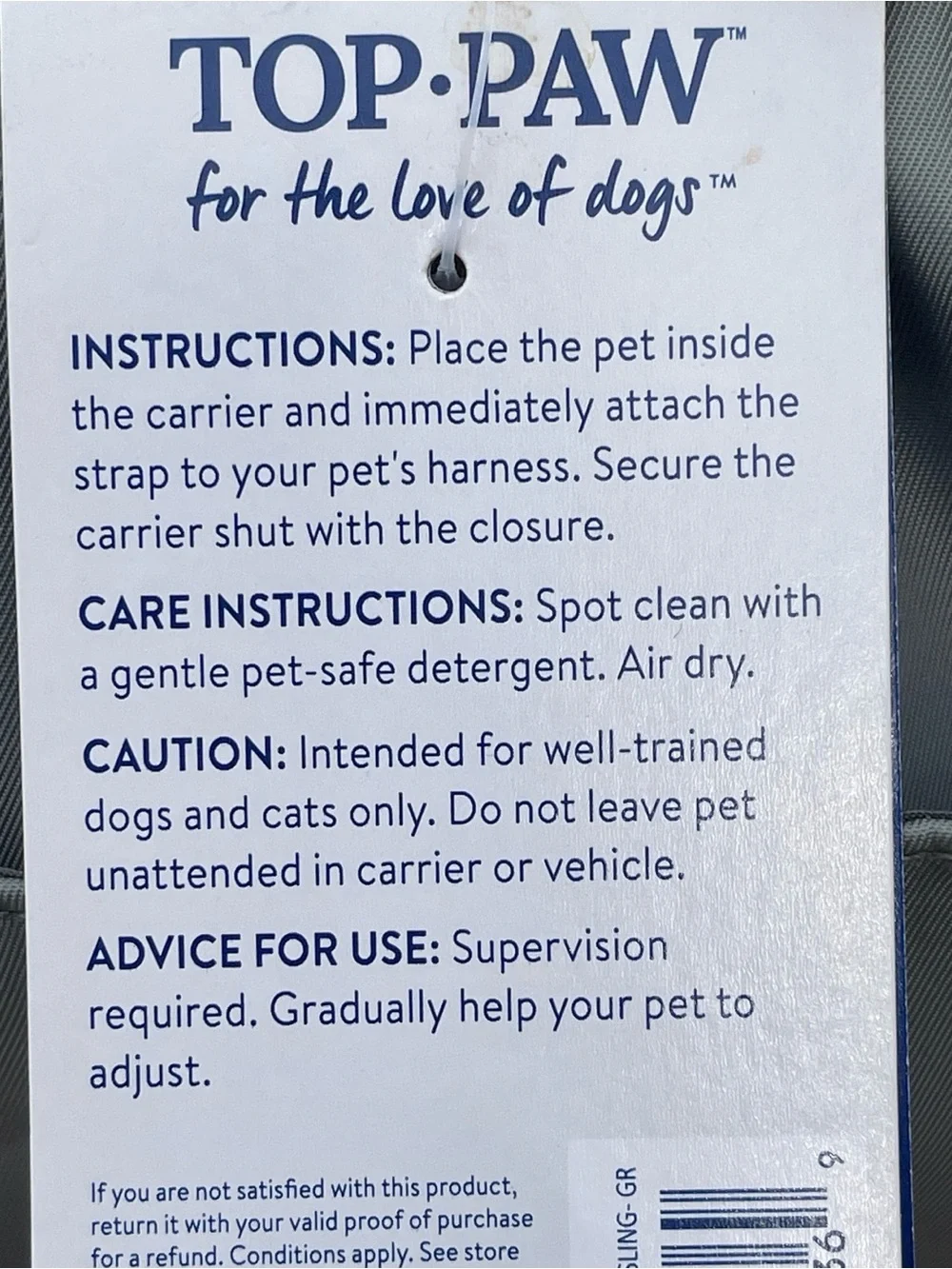 Top Paw Gray Sling Pet Carrier Crossbody Bag